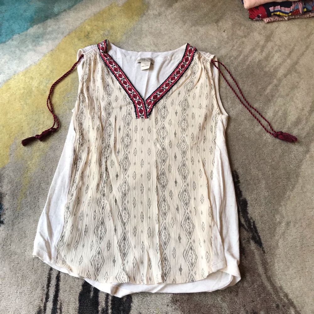Lucky Brand Embroidered V-neck Sleeveless Top